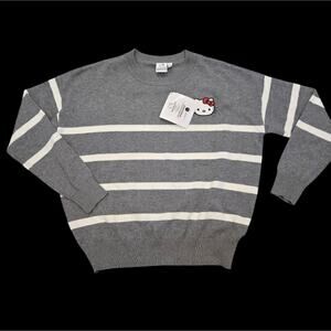 Aeropostale Hello Kitty womens small oversized Gray Striped Sweater
